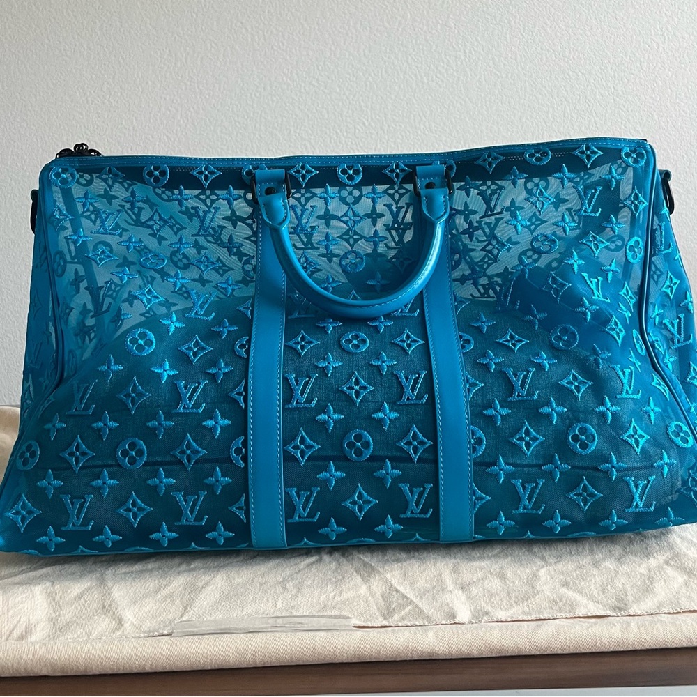 Limited Exclusive Virgil Abloh 2020 Monogram Mesh Keepall Triangle Bandoulière